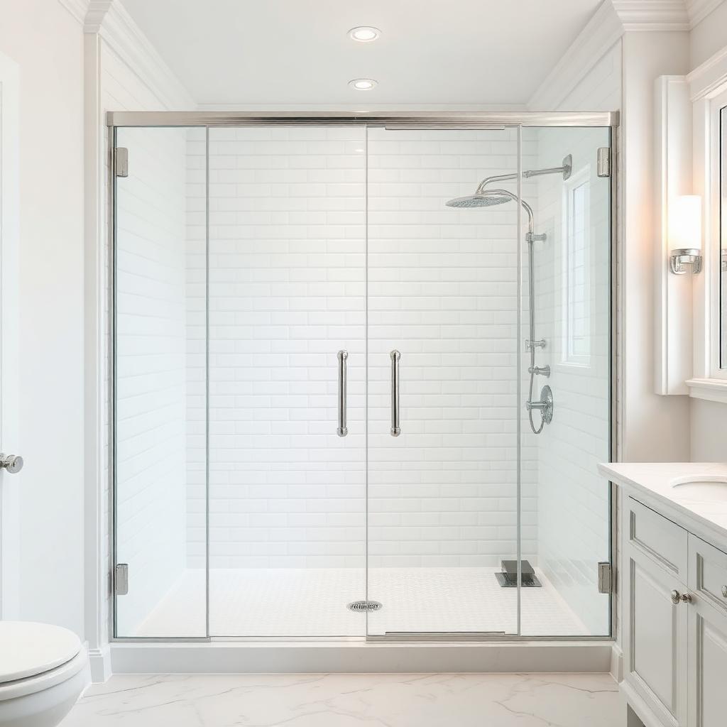 Glass & subway tile shower